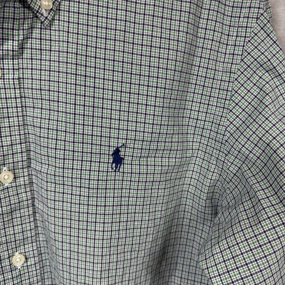 Ralph Lauren Shirt Men Sz M Custom Fit Green Plaid Long Sleeve Button Down Pony - Picture 5 of 11